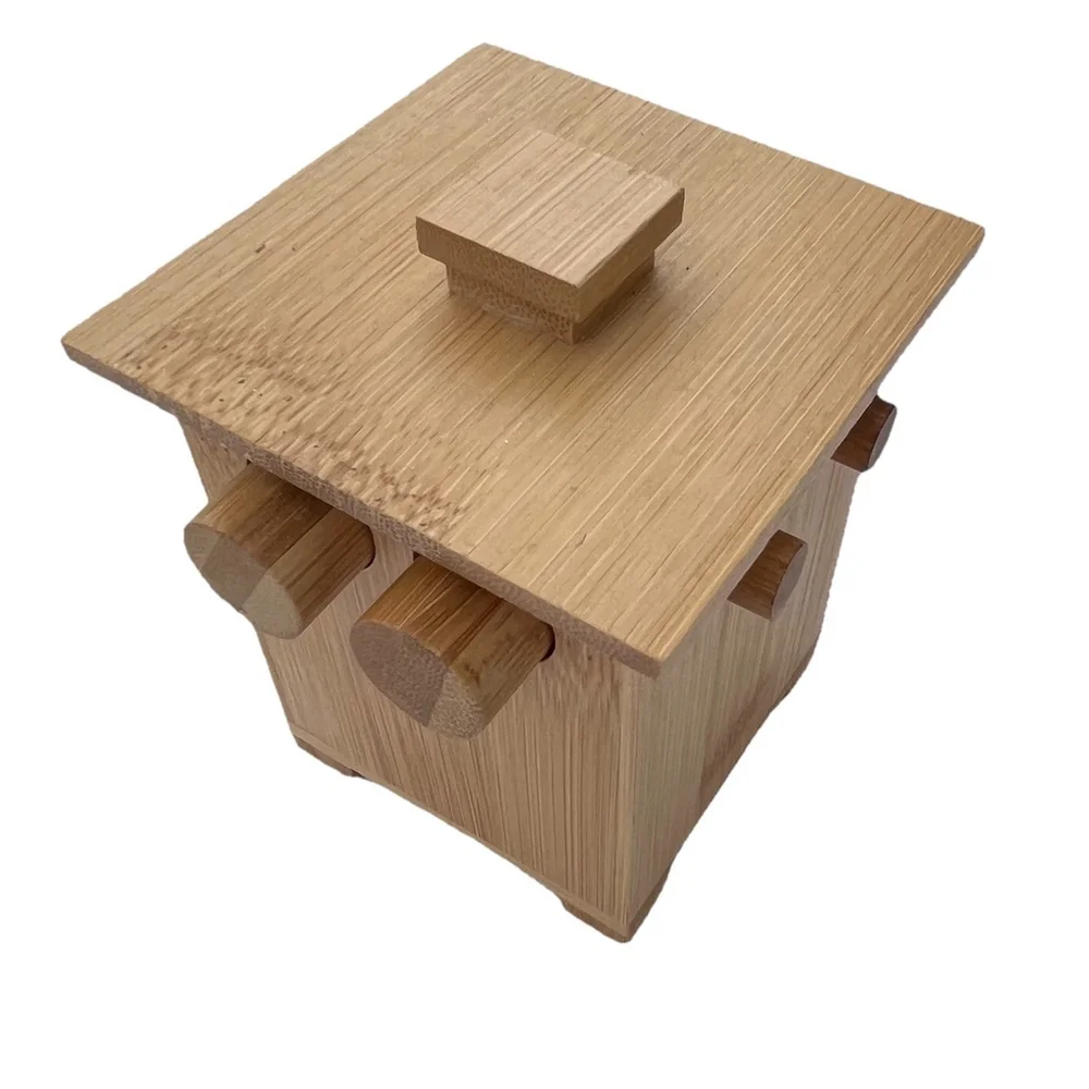 Bamboo Puzzle Lock Box Secret Storage Box Hidden Lock Wooden Safe Box Style Japa